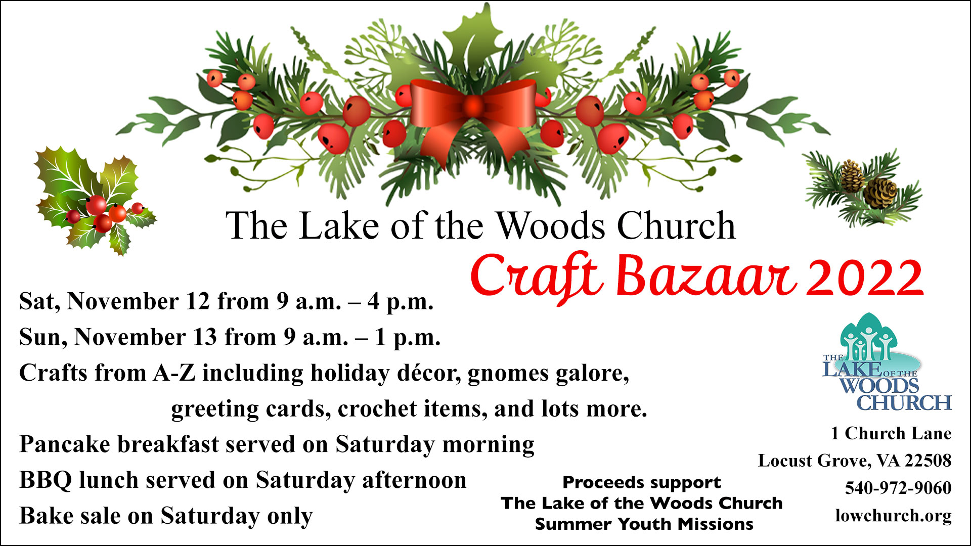 <h1 class="tribe-events-single-event-title">The Lake of the Woods Church Craft Bazaar</h1>