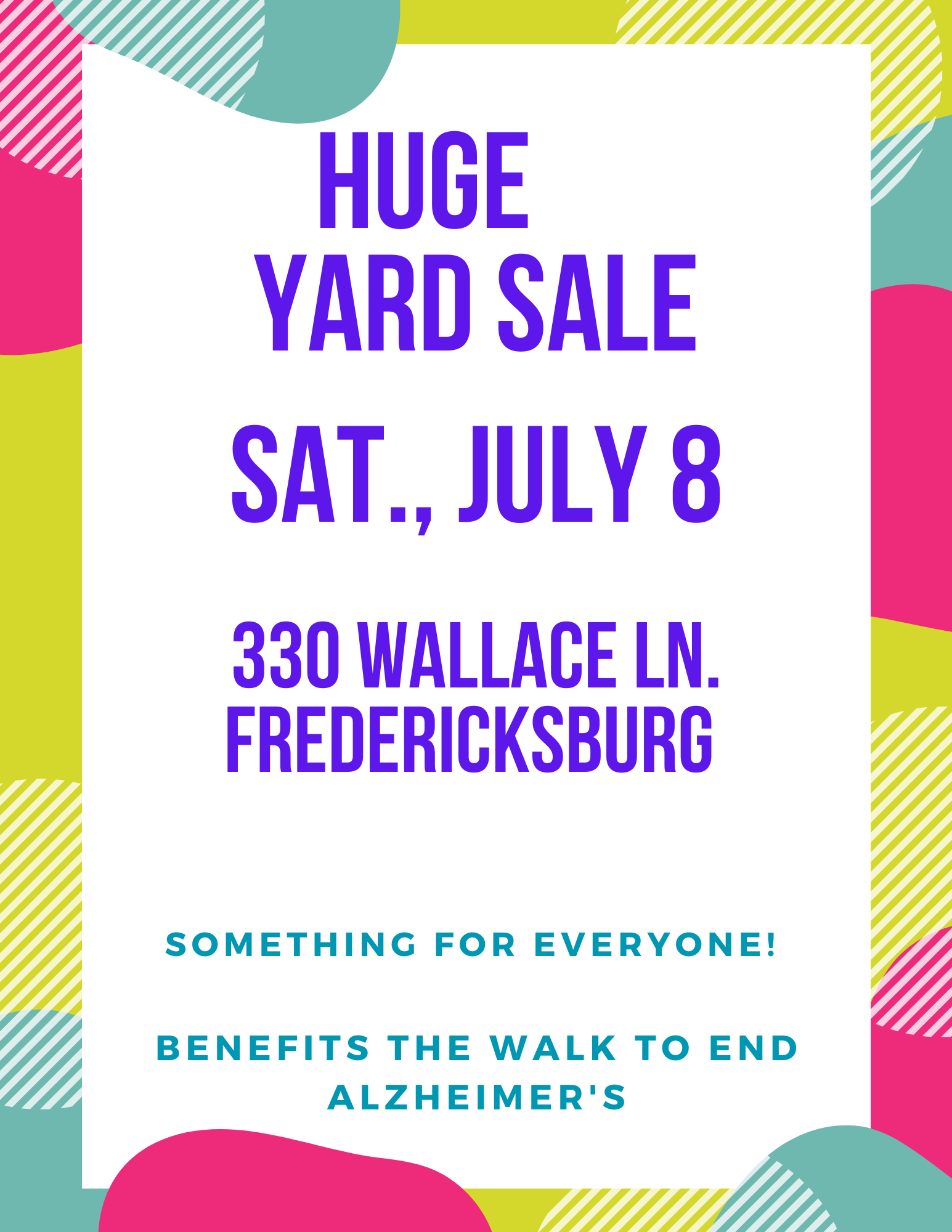 <h1 class="tribe-events-single-event-title">BENEFIT YARD SALE FOR ALZHEIMERS</h1>