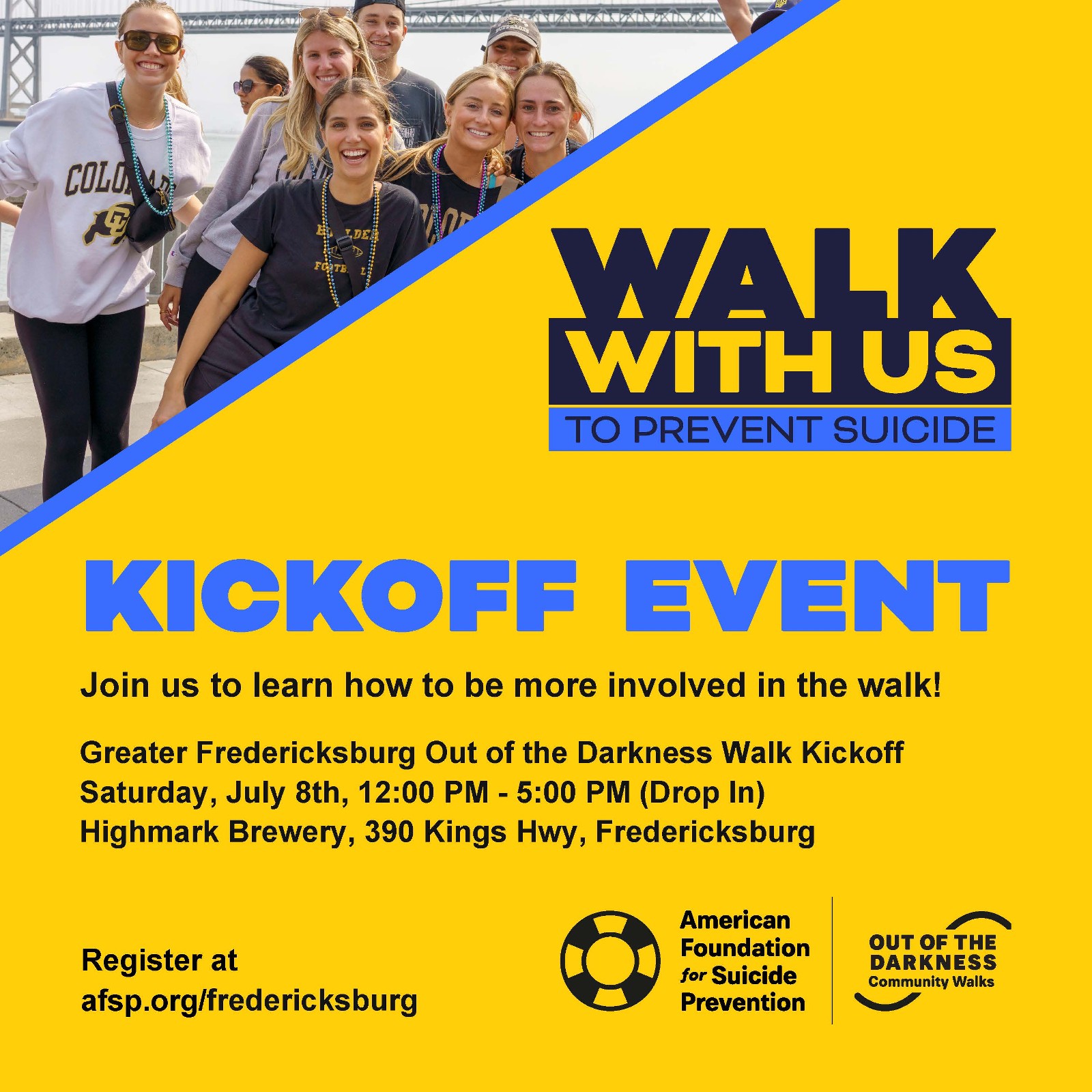 <h1 class="tribe-events-single-event-title">American Foundation for Suicide Prevention Walk Season Kickoff</h1>
