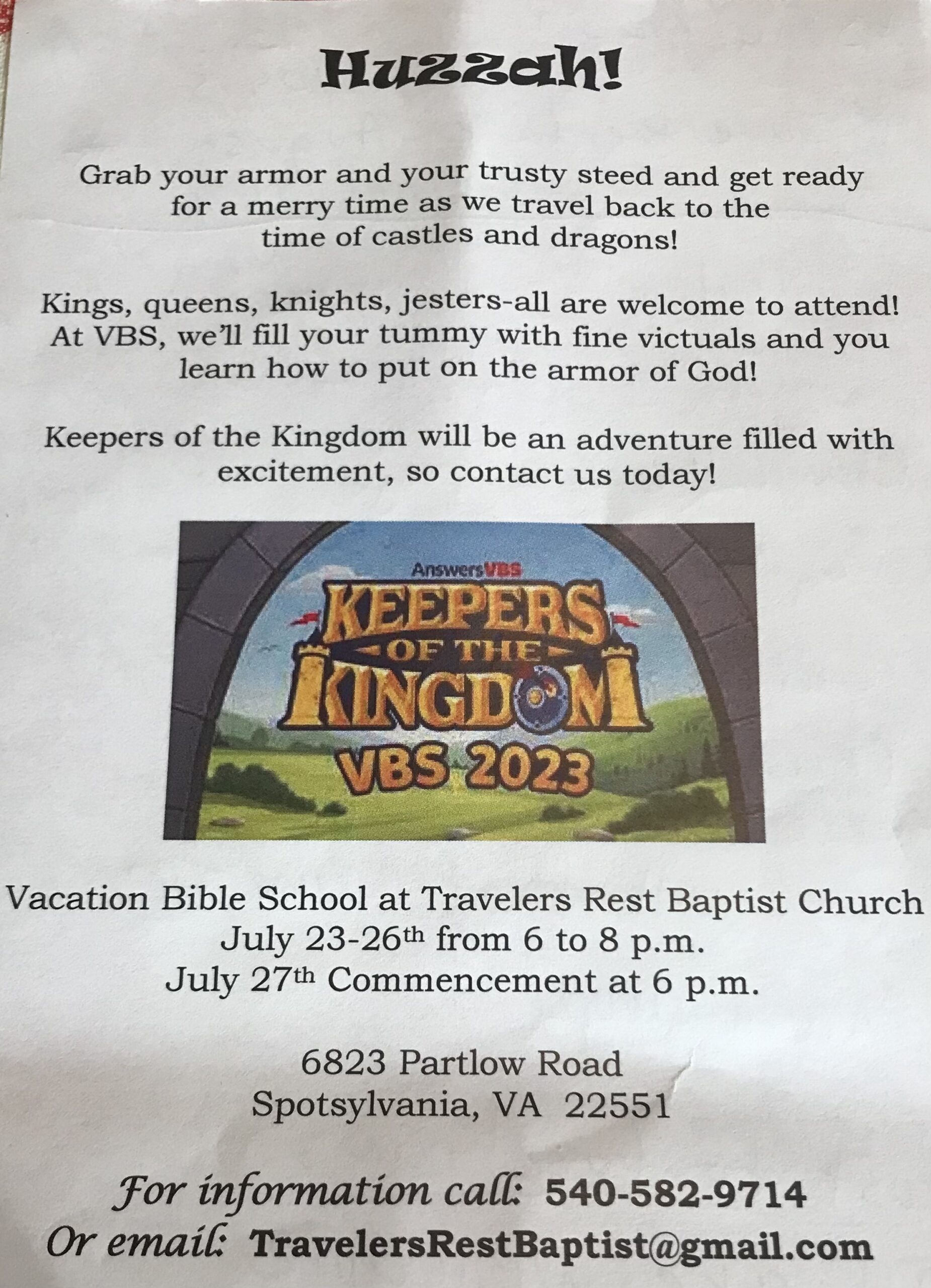<h1 class="tribe-events-single-event-title">Travelers Rest Baptist Church Vacation Bible School</h1>