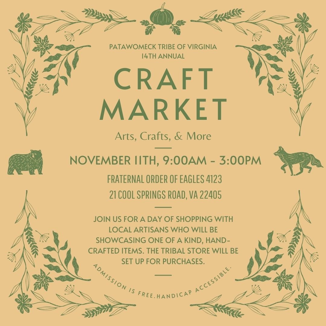 <h1 class="tribe-events-single-event-title">Patawomeck Tribe of Virginia 14th Annual Craft Market</h1>