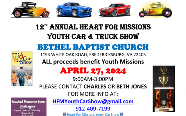 <h1 class="tribe-events-single-event-title">Heart for Missions Car & Truck Show</h1>