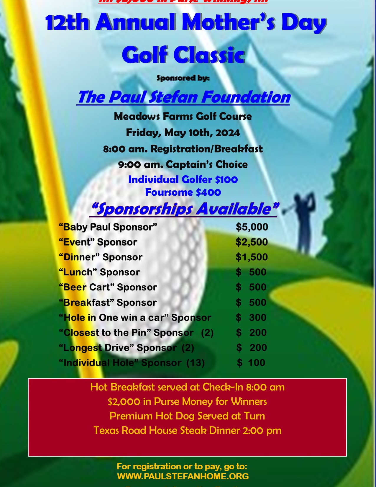 <h1 class="tribe-events-single-event-title">12th Annual Mother’s Day Golf Tournament</h1>